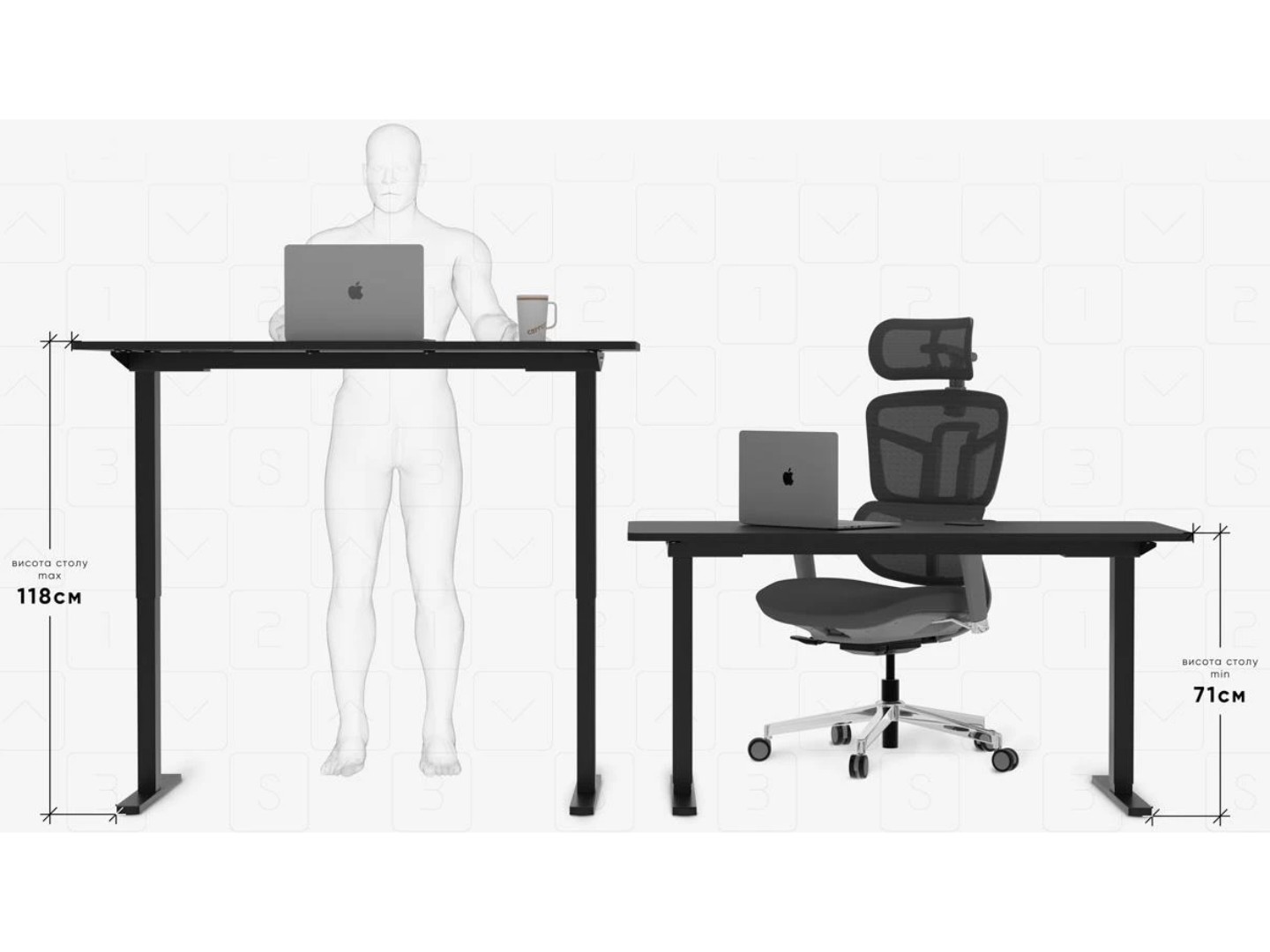 Стіл з електрорегулюванням висоти Mealux PowerDesk Duo Black (EVO-242 Duo B/B) — фото 12